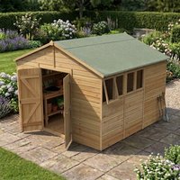 10' x 10' Forest Timberdale 25yr Guarantee Tongue & Groove Pressure Treated Double Door Apex Shed (3.21m x 3.05m)