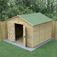 10′ x 10′ Forest Timberdale 25yr Guarantee Tongue & Groove Pressure Treated Windowless Double Door Apex Shed (3.21m x 3.05m) 10′ x 10′ Forest Timberdale 25yr Guarantee Tongue & Groove Pressure Treated Windowless Double Door Apex Shed (3.21m x 3.05m)