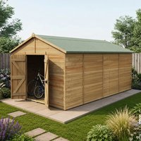 15' x 10' Forest Timberdale 25yr Guarantee Tongue & Groove Pressure Treated Windowless Double Door Apex Shed (4.53m x 3.21m)
