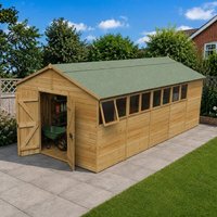20' x 10' Forest Timberdale 25yr Guarantee Tongue & Groove Pressure Treated Double Door Apex Shed (3.21m x 6.00m)