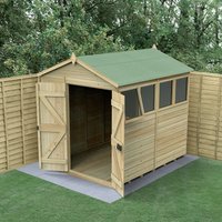 8′ x 6′ Forest Timberdale 25yr Guarantee Tongue & Groove Pressure Treated Double Door Apex Shed – 4 Windows (2.46m x 2.03m) 8′ x 6′ Forest Timberdale 25yr Guarantee Tongue & Groove Pressure Treated Double Door Apex Shed – 4 Windows (2.46m x 2.03m)