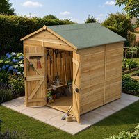 7' x 7' Forest Timberdale 25yr Guarantee Tongue & Groove Pressure Treated Windowless Double Door Apex Shed (2.33m x 2.17m)