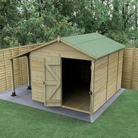 10′ x 8′ Forest Timberdale 25yr Guarantee Tongue & Groove Pressure Treated Windowless Double Door Apex Shed with Logstore (3.56m x 3.05m) 10′ x 8′ Forest Timberdale 25yr Guarantee Tongue & Groove Pressure Treated Windowless Double Door Apex Shed with Logstore (3.56m x 3.05m)