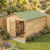 12' x 8' Forest Timberdale 25yr Guarantee Tongue & Groove Pressure Treated Windowless Double Door Apex Shed (3.64m x 2.61m)