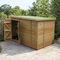 10' x 6' Forest Timberdale 25yr Guarantee Tongue & Groove Pressure Treated Windowless Double Door Pent Shed (3.07m x 2.02m)