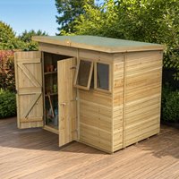 7' x 5' Forest Timberdale 25yr Guarantee Tongue & Groove Pressure Treated Double Door Pent Shed (2.24m x 1.67m)