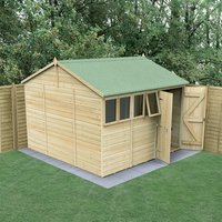 10′ x 10′ Forest Timberdale 25yr Guarantee Tongue & Groove Pressure Treated Double Door Reverse Apex Shed (3.21m x 3.05m) 10′ x 10′ Forest Timberdale 25yr Guarantee Tongue & Groove Pressure Treated Double Door Reverse Apex Shed (3.21m x 3.05m)