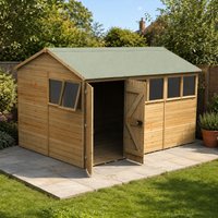 12' x 8' Forest Timberdale 25yr Guarantee Tongue & Groove Pressure Treated Double Door Reverse Apex Shed (3.64m x 2.61m)