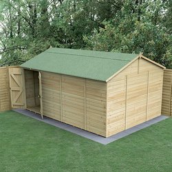 15' X 10' Forest Timberdale 25Yr Guarantee Tongue & Groove Pressure Treated Windowless Double Door Reverse Apex Shed (4.53M X 3.21M)