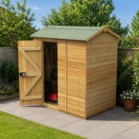 6' x 4' Forest Timberdale 25yr Guarantee Tongue & Groove Pressure Treated Windowless Reverse Apex Shed (1.93m x 1.37m)