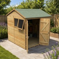 7' x 7' Forest Timberdale 25yr Guarantee Tongue & Groove Pressure Treated Double Door Reverse Apex Shed (2.17m x 2.33m)