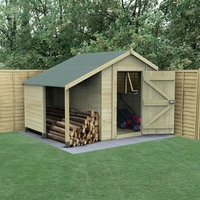 8′ x 6′ Forest Timberdale 25yr Guarantee Tongue & Groove Pressure Treated Apex Shed with Logstore (2.5m x 1.83m) 8′ x 6′ Forest Timberdale 25yr Guarantee Tongue & Groove Pressure Treated Apex Shed with Logstore (2.5m x 1.83m)
