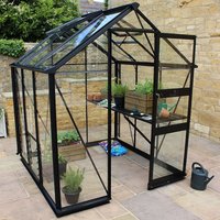 6′ x 6′ Halls Cotswold Burford Small Greenhouse in Black with Toughened Glass (1.94m x 1.94m) 6′ x 6′ Halls Cotswold Burford Small Greenhouse in Black with Toughened Glass (1.94m x 1.94m)