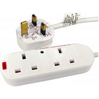 2 Way Mains Power Strip 2m Surge Protected