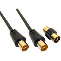 15m TV Aerial Cable Black Gold Plated Male to Male