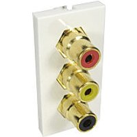 3x Phono Face Plate Triple Socket Wallplate Module