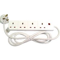 4 Socket Extension Lead 2m Cable White BS Approved