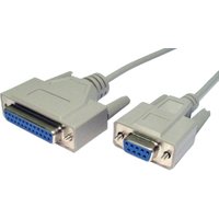2m Null Modem Cable D9 Female to D25 Female