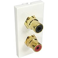 Dual Phono Face Plate Dual Socket Wallplate Module Red / Black