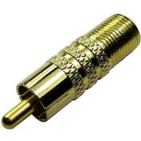 RCA Phono Male to F-Type Female Screw On Adapter Gold