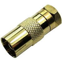 F-Type Male to TV Aerial Female Adapter Gold