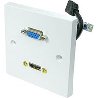 HDMI VGA Wall Plate - Single Faceplate with Stub Cables