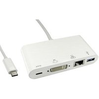 USB C to DVI USB Ethernet Adapter with Power Delivery