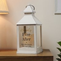 Personalised Black & Gold Free Text White Lantern