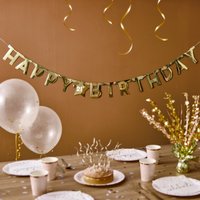 Happy Birthday Personalised Name Bunting - Gold