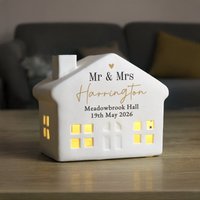 Personalised Black & Gold Free Text Ceramic LED House