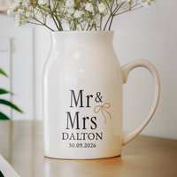 Personalised Black & Gold Couple's Jug Vase