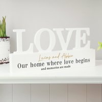 Personalised Black & Gold Free Text LOVE Word Plaque