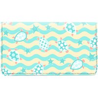 Colorful Sea Turtles Leather Checkbook Cover