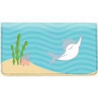 Happy Shark Leather Checkbook Cover
