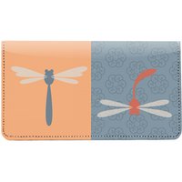 Retro Dragonflies Leather Checkbook Cover