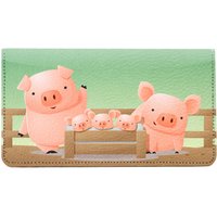 Happy Animal Family Leather Checkbook Cover