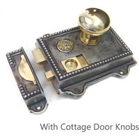 Cast In Style Regency Cast Iron and Brass Rim Latch Set