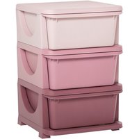 Commode à tiroirs pour enfants - 3 niveaux - Rose - Plastique - 37x37x56.5 cm - 4.2 kg - Tiroirs amovibles