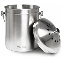 Poubelle à Compost - Seau de cuisine pour déchets organiques VeoHome. Inoxydable, solide, 4,9L, et filtre anti-mauvaise odeur