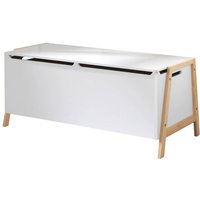 CALICOSY - Coffre de rangement avec 2 compartiments pour enfant L99 cm - LEON - Blanc