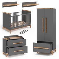 Set de chambre denfant Malia Lot de 4 Gris/Chêne Vitalispa 38273