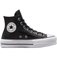 Converse CHUCK TAYLOR ALL STAR LIFT CLEAN LEATHER HI Noir chaussure Basket - Converse Montante Platform - Noir - Adulte - Cuir - Lacets - Plateau