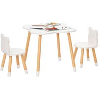 Ensemble table et chaises enfant - HOMCOM - design scandinave motif ourson mobilier chambre - bois pin MDF - blanc