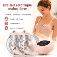 Tire-Lait Électrique Portable Mains Libres Tire Lait Double Rechargeable USB 3 Modes 27 Niveaux LED Silencieux Anti-Retour