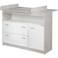 ROBA Commode à Langer Julia - 2 Tiroirs + 1 Porte - Compartiment Ouvert - Bois Bicolore