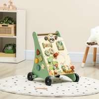 Trotteur en bois pour bébé 18+ mois chariot de marche contrôle de vitesse centre dactivités 335x36x468cm vert