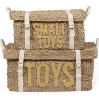 Coffre à jouets en rotin 2 pièces Jaune