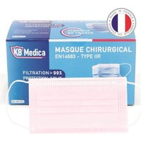 Masques chirurgicaux ADULTE ROSE BONBON fabriqués en France - boîte de 50 pièces