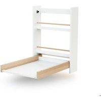 AT4 - Table à langer murale rabattable en bois EAZY Blanc et Hêtre Verni - Taille unique