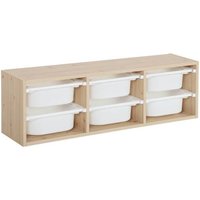 Meuble de rangement pour enfant. naturel. 6 bacs en plastique